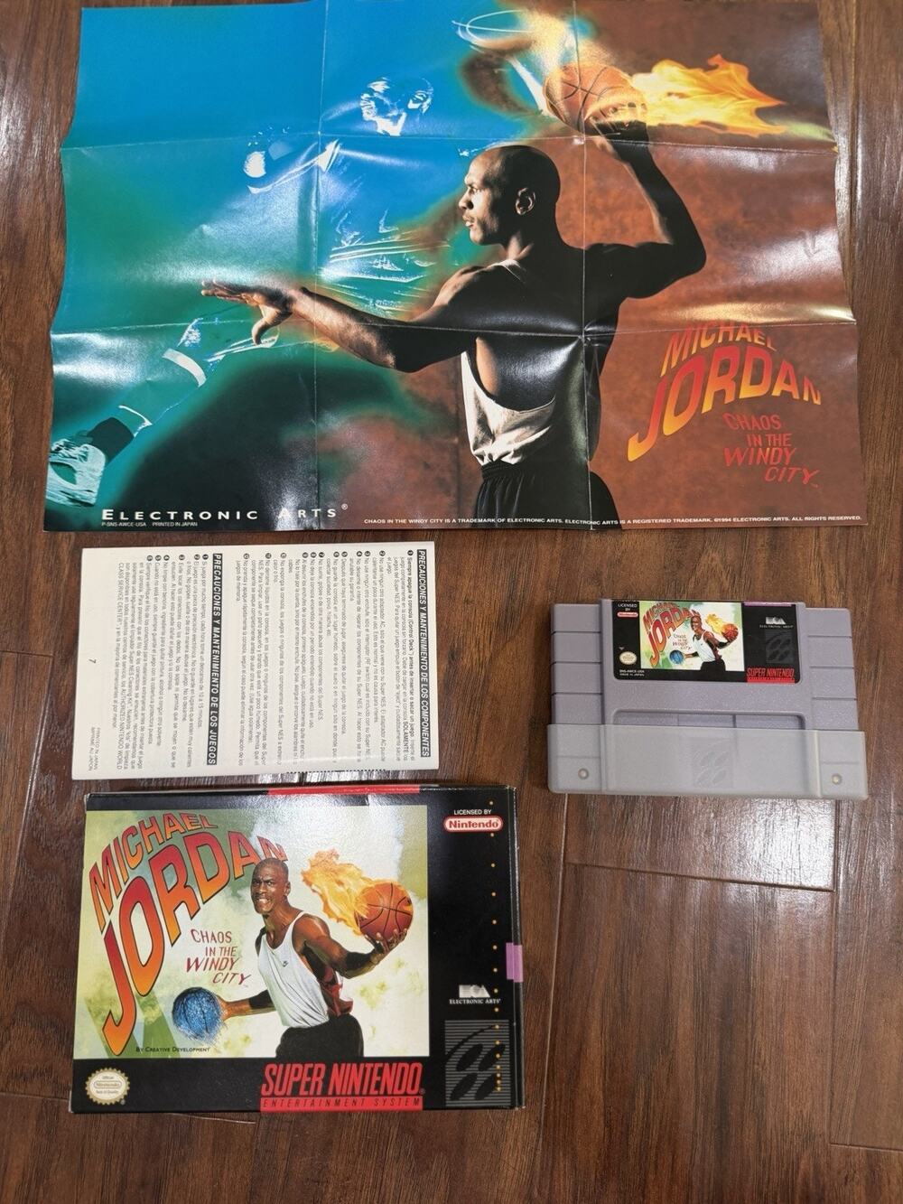 Michael Jordan: Chaos in the Windy City SNES box Poster NOS